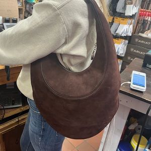 Bvlgari chocolate suede shoulder purse